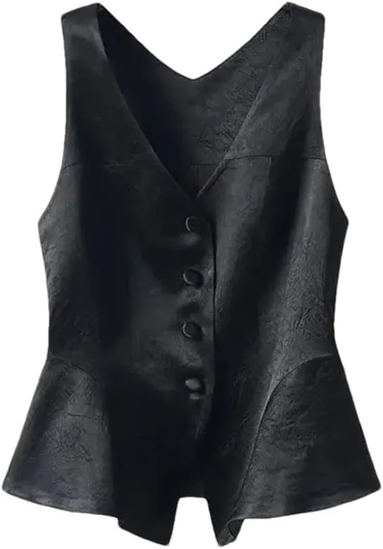 Women Solid Color Vest Undershirt Sleeveless V-Neck Suit Shoulder Tops Streetwear Jacket Female Tanks