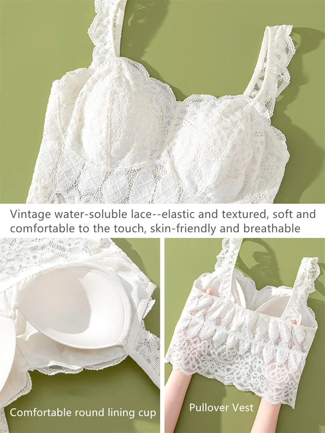 Women White Lace Mesh Tank Top Young Girls Built in Bras Outside Camisole Breathable Stretch Underwear Summer