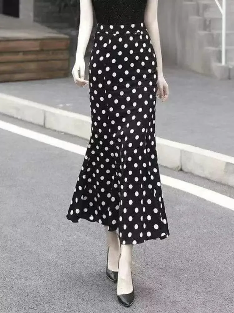 Women's A-Line Waisted Ruffle Long Skirt