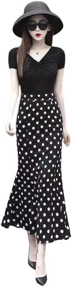 Women's A-Line Waisted Ruffle Long Skirt