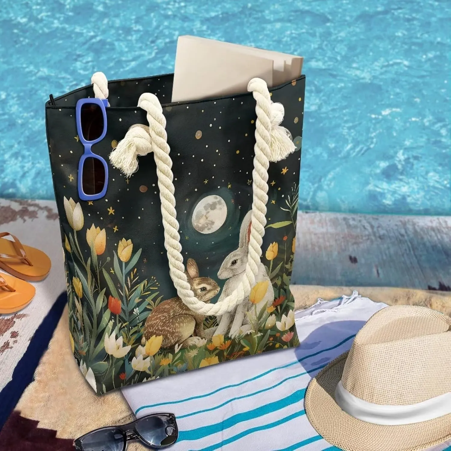 Womens Fashion Tote Bags Soft Crossbody Beach Tote Bags with Zipper for Hawaii Vacation