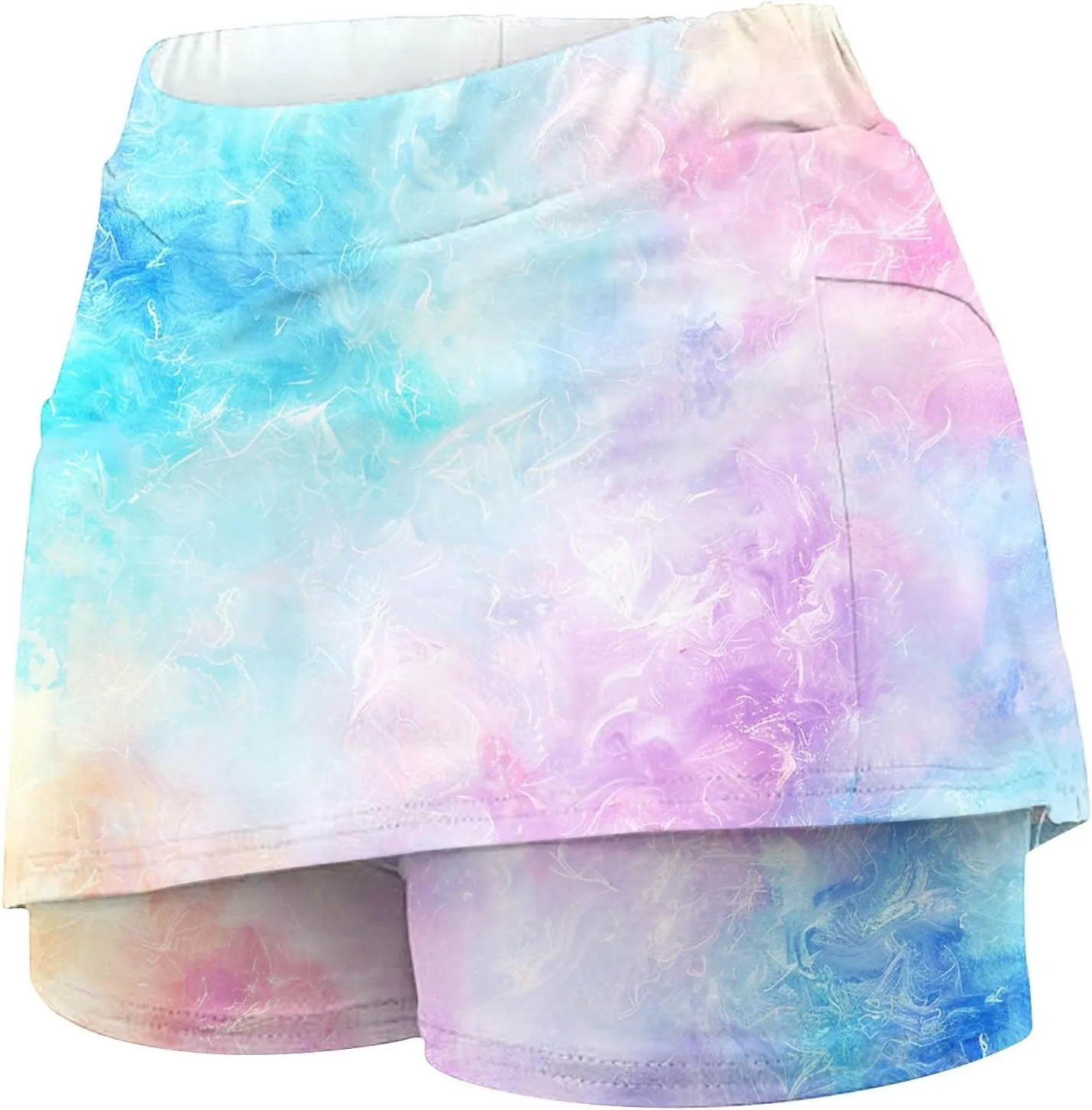 Womens Golf Skorts Skirts Tie Dye Printed High Waisted Tennis Skirt with Shorts Sports Bottoming Skirts