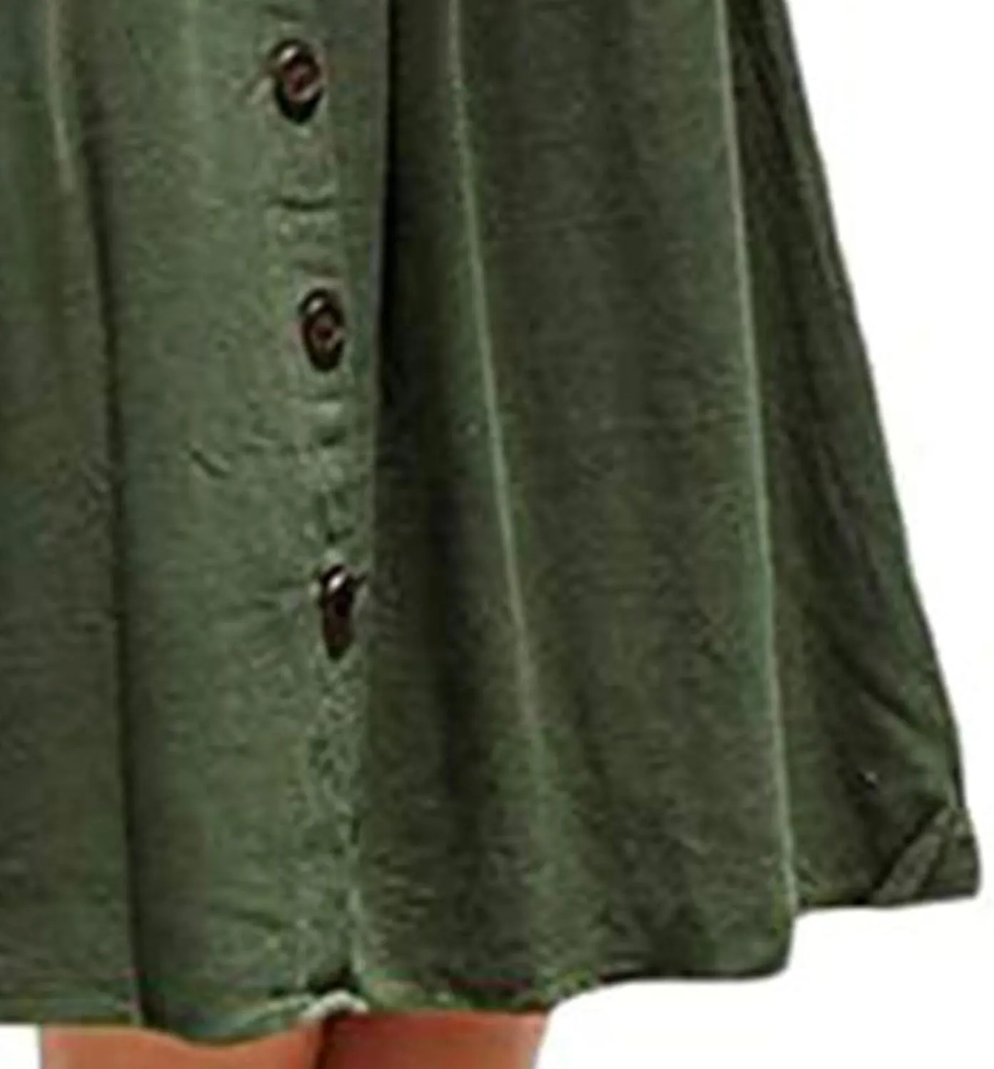 Women's High Waist Midi Skirt Vintage Elastic A-Line Pleated Button Front Skirts Casual Stretchy Skirts with Pockets