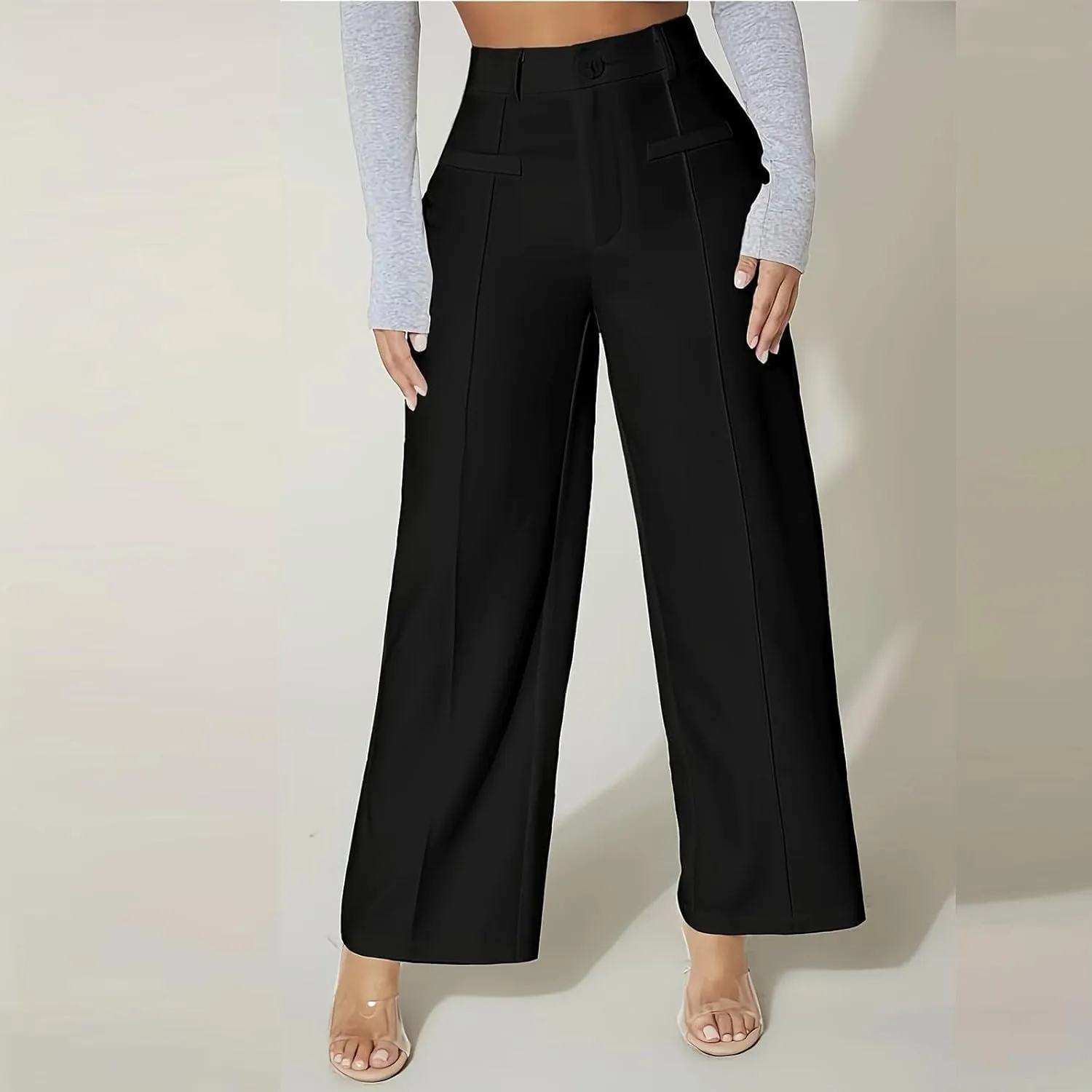 Women's High Waist Pants Trendy Drape Straight Dress Pants Fall Casual Wild Long Trousers Comfy High-end Pants