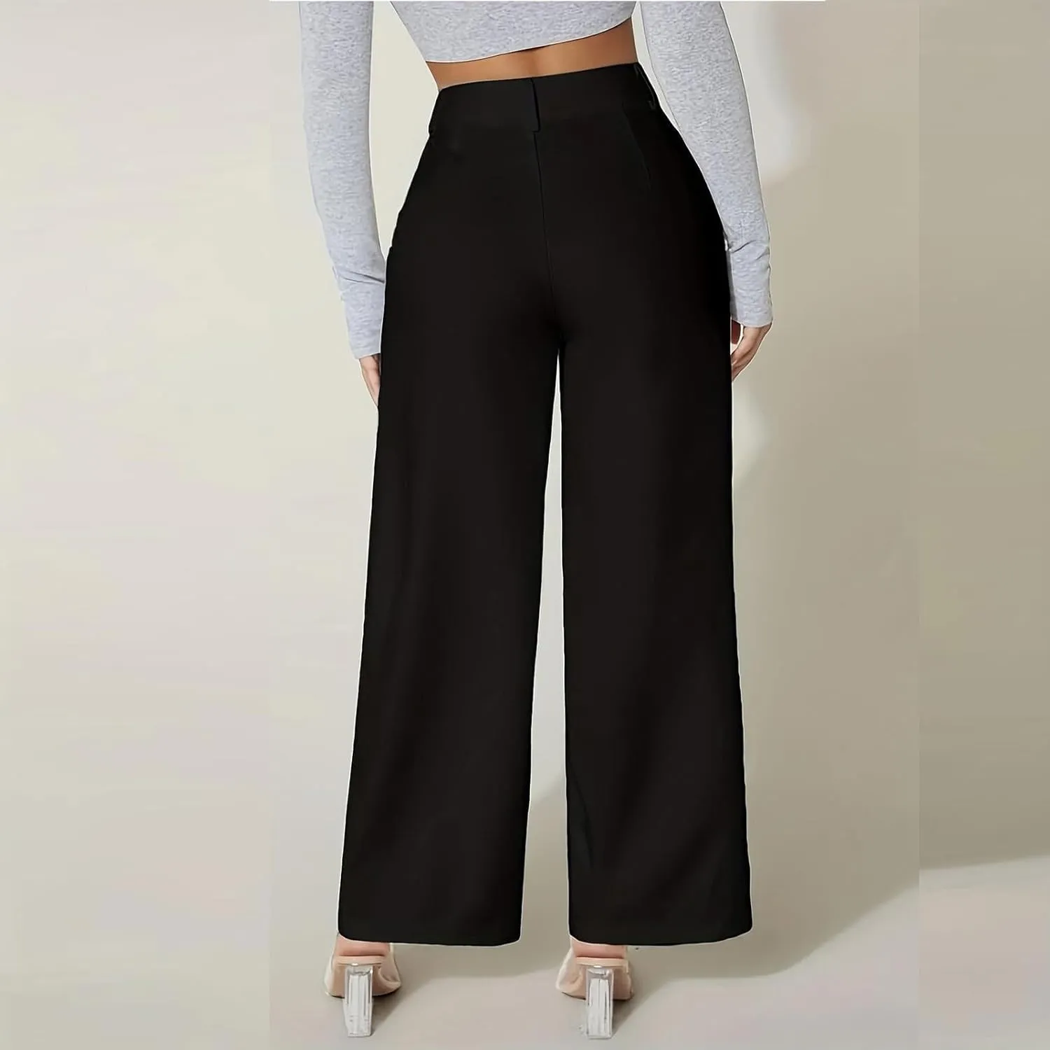 Women's High Waist Pants Trendy Drape Straight Dress Pants Fall Casual Wild Long Trousers Comfy High-end Pants