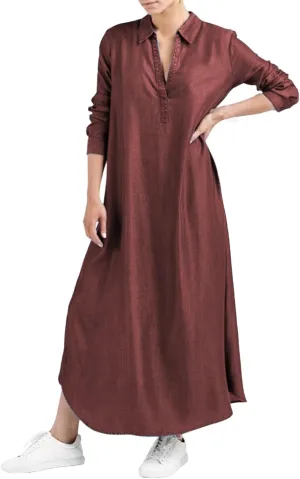 Women's Plain Maxi Long Dress Kaftan Cotton Long Sleeve Casaul Oversized Dress Summer Boho Maxi Dress Plus Size