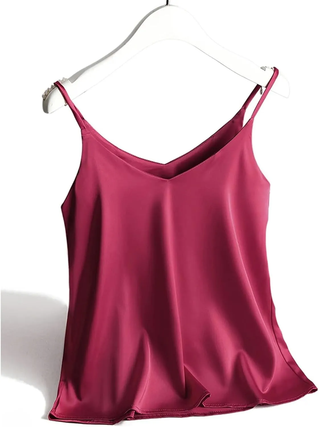 Women's Satin Silk Cami Top  Spaghetti Strap V-Neck Sleeveless Camisole Summer Tank for Daily Or Night Out