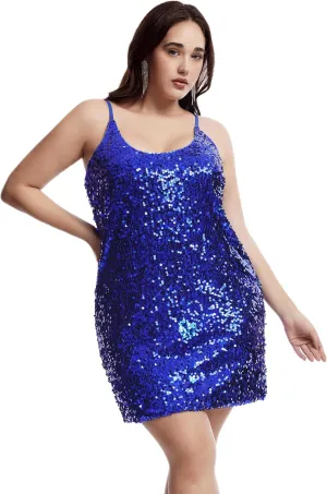 Women's Sparkly Sequin Dress Spaghetti Strap Glitter Party Cocktail Clubwear Sexy Mini Dresses