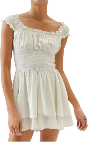 Women's Square Neck Off Shoulder Dress Ruffle Wrap Mini Dress Flounce Short Sleeve A Line Flowy Dress