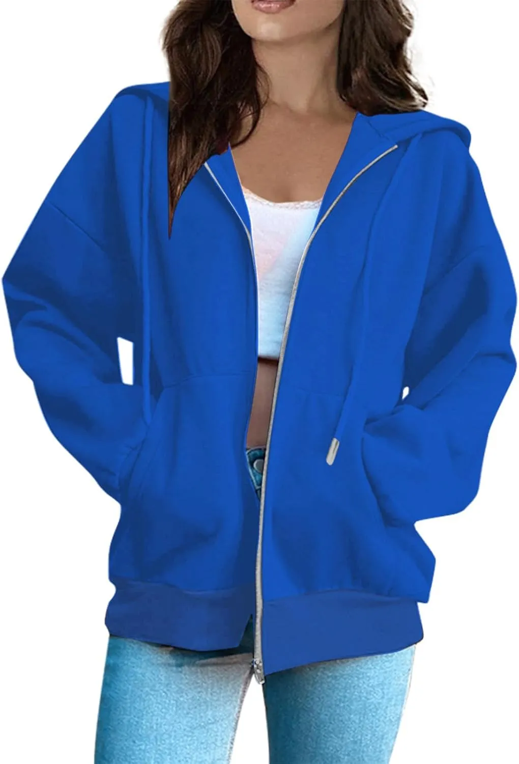 Womens Zip Up Hoodies Light Weight Jackets Womens Long Sleeve Oversized Zip Up Hoodie for Women 2024 Fall Clothes