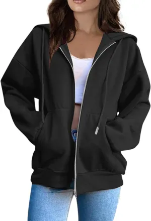 Womens Zip Up Hoodies Light Weight Jackets Womens Long Sleeve Oversized Zip Up Hoodie for Women 2024 Fall Clothes