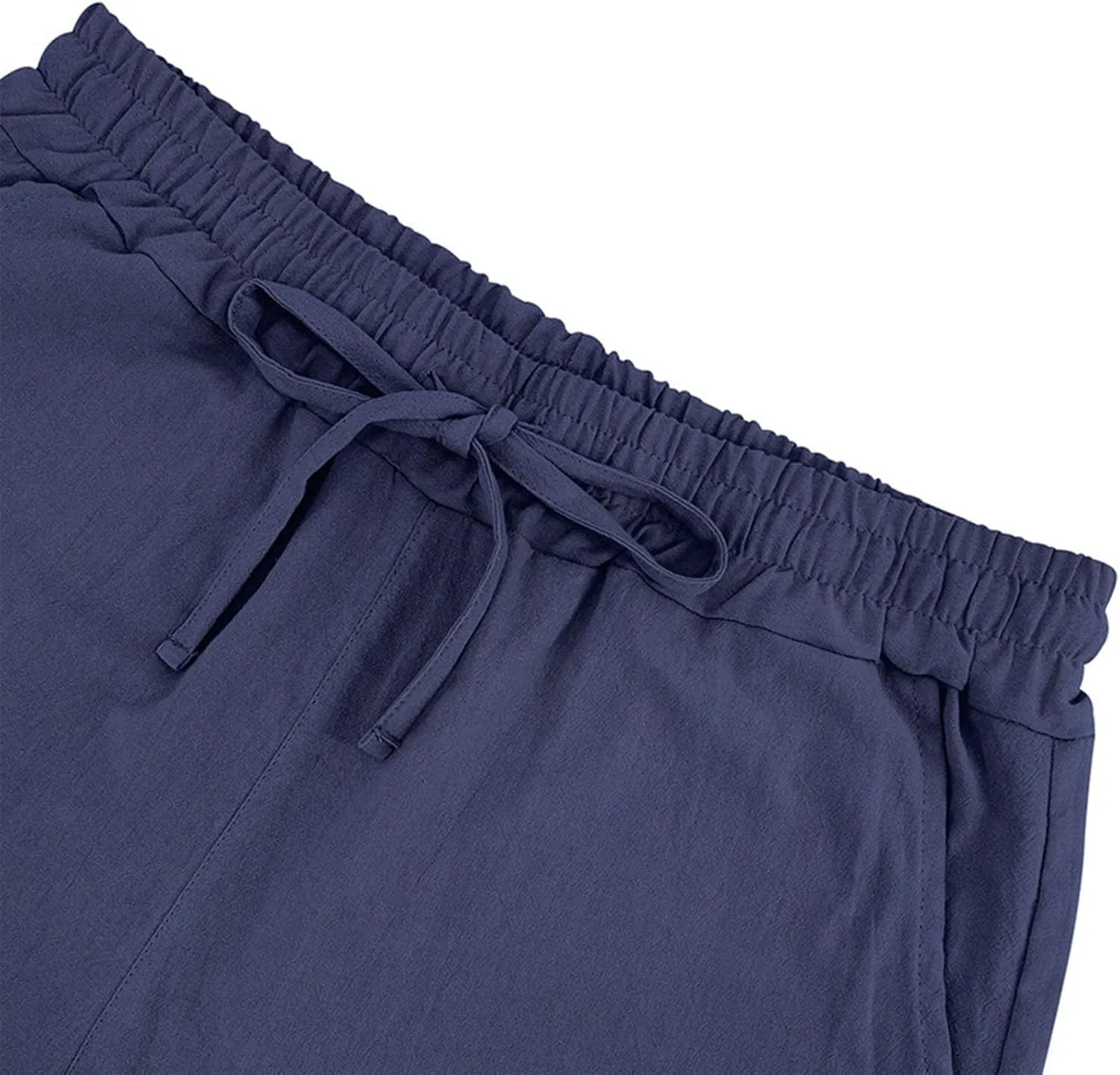 Xiaojmake Mens Linen Beach Shorts Summer Twill Chino Work Dress Golf Short Stretch Elastic Waistband Drawstring Casual Shorts