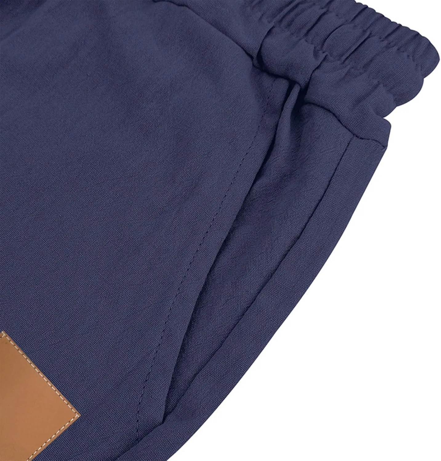 Xiaojmake Mens Linen Beach Shorts Summer Twill Chino Work Dress Golf Short Stretch Elastic Waistband Drawstring Casual Shorts