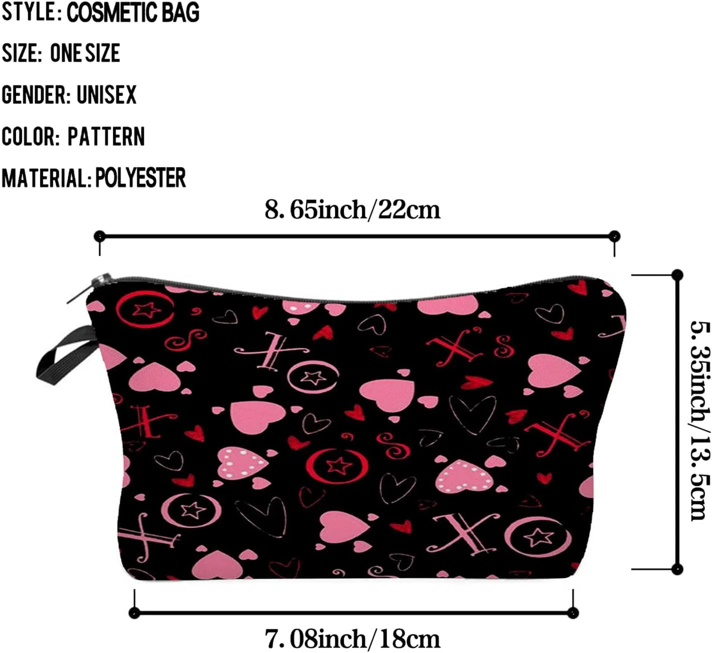 XOXO Pink Heart Makeup Bag Cute Small Makeup Bag Travel Toiletry Zipper Pouch Birthday Christmas Valentine Gift XOXO Pink Love Cosmetic Bag for Women