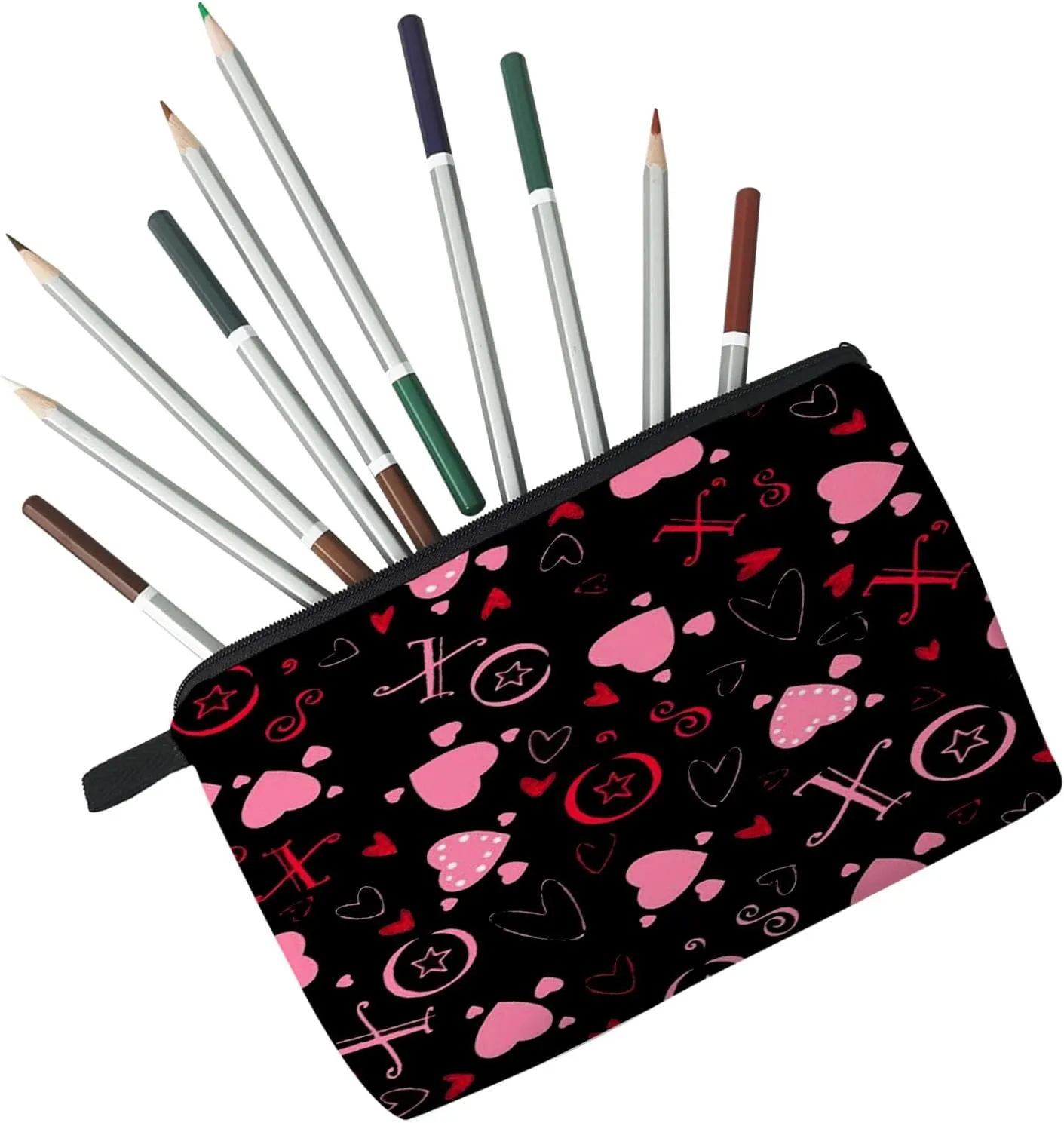 XOXO Pink Heart Makeup Bag Cute Small Makeup Bag Travel Toiletry Zipper Pouch Birthday Christmas Valentine Gift XOXO Pink Love Cosmetic Bag for Women