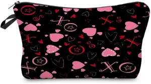 XOXO Pink Heart Makeup Bag Cute Small Makeup Bag Travel Toiletry Zipper Pouch Birthday Christmas Valentine Gift XOXO Pink Love Cosmetic Bag for Women