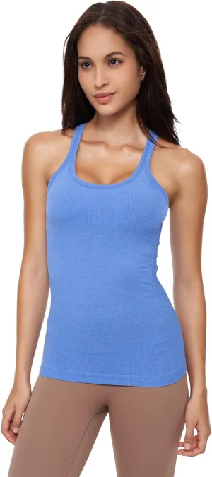 Yoga Racerback Tank Top for Women with Built in Bra,Women's Padded Sports Bra Fitness Workout Running Shirts