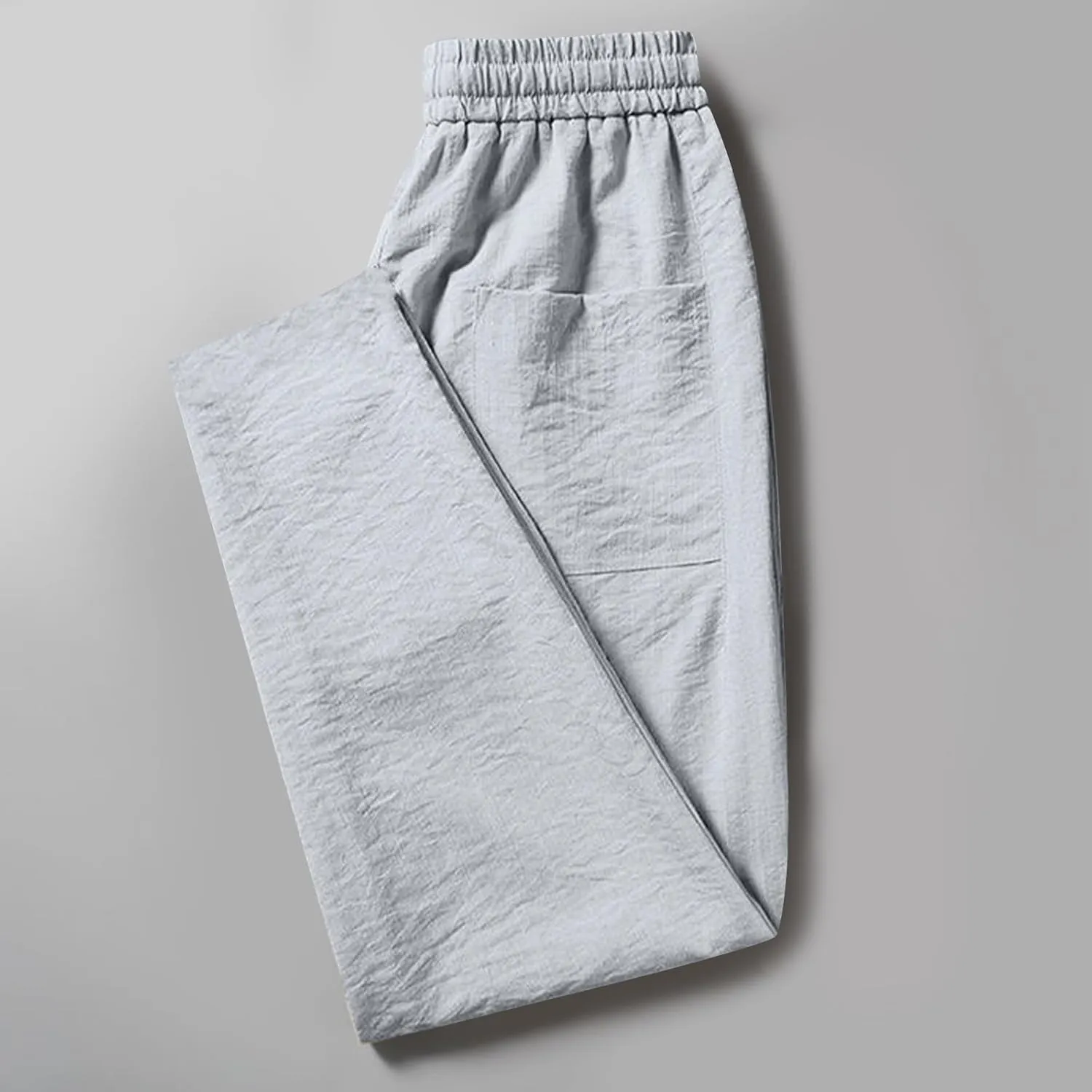 YUHGODO Straight-Leg Pants for Men Elastic Waist Drawstring Lightweight Comfy Trousers Slim-Fit Stretch Golf Pant for Work