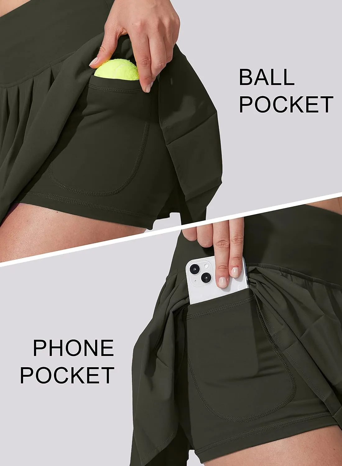 YYV Women's Pleated Tennis Skirt with 3 Pockets Golf Stretchy High Waisted Skort Skirts for Women Athletic Workout Casual