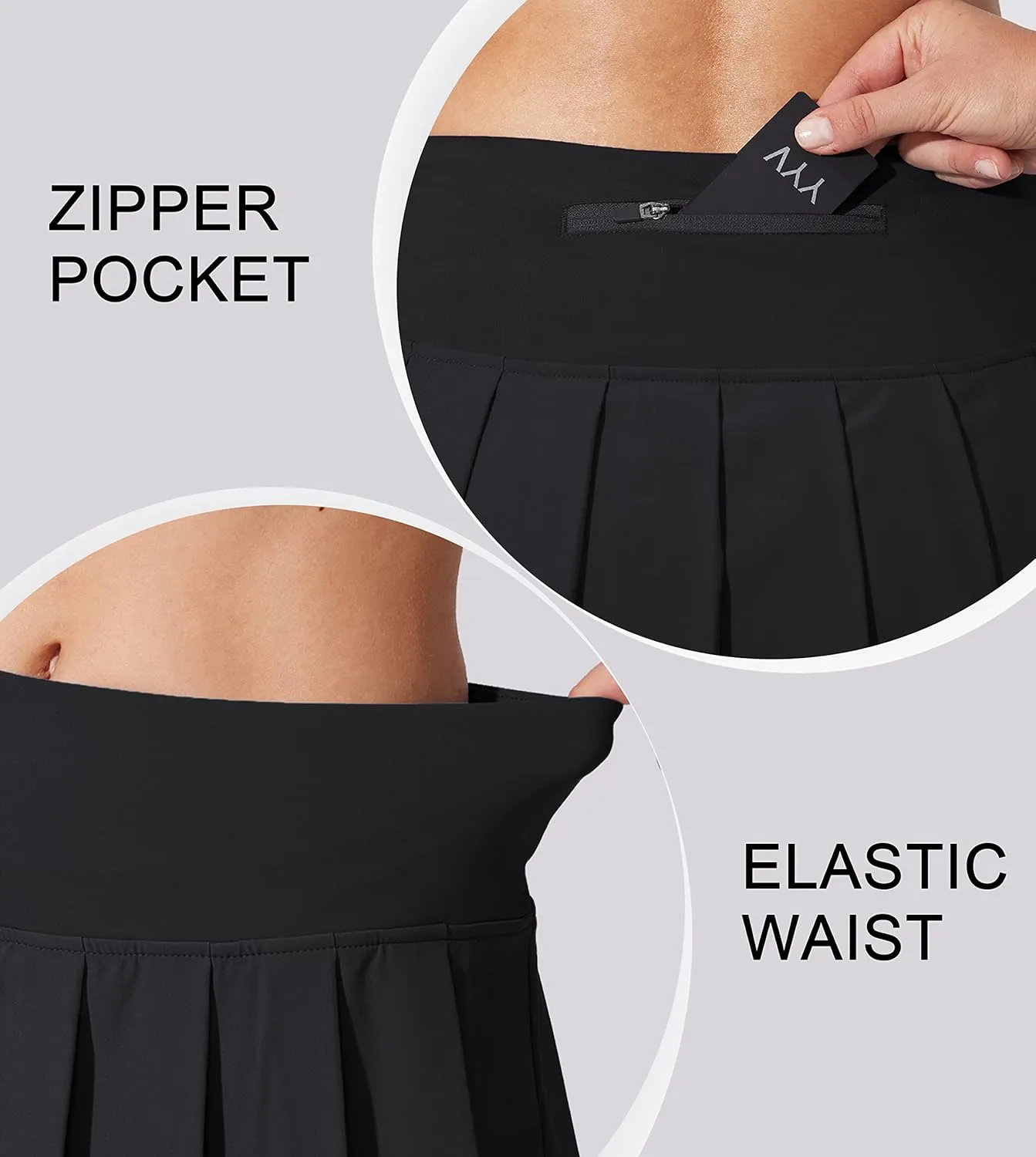 YYV Women's Pleated Tennis Skirt with 3 Pockets Golf Stretchy High Waisted Skort Skirts for Women Athletic Workout Casual