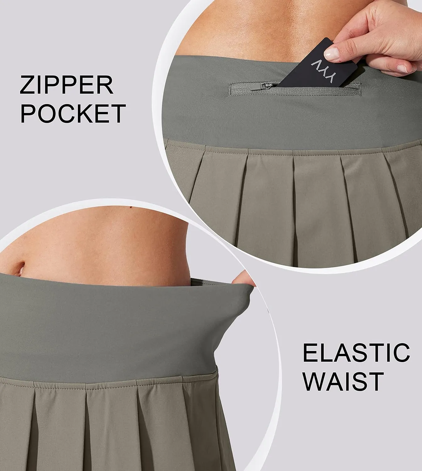 YYV Women's Pleated Tennis Skirt with 3 Pockets Golf Stretchy High Waisted Skort Skirts for Women Athletic Workout Casual