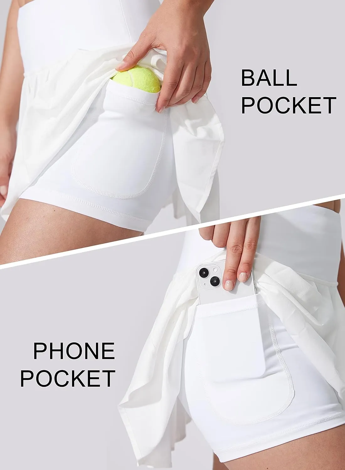 YYV Women's Pleated Tennis Skirt with 3 Pockets Golf Stretchy High Waisted Skort Skirts for Women Athletic Workout Casual