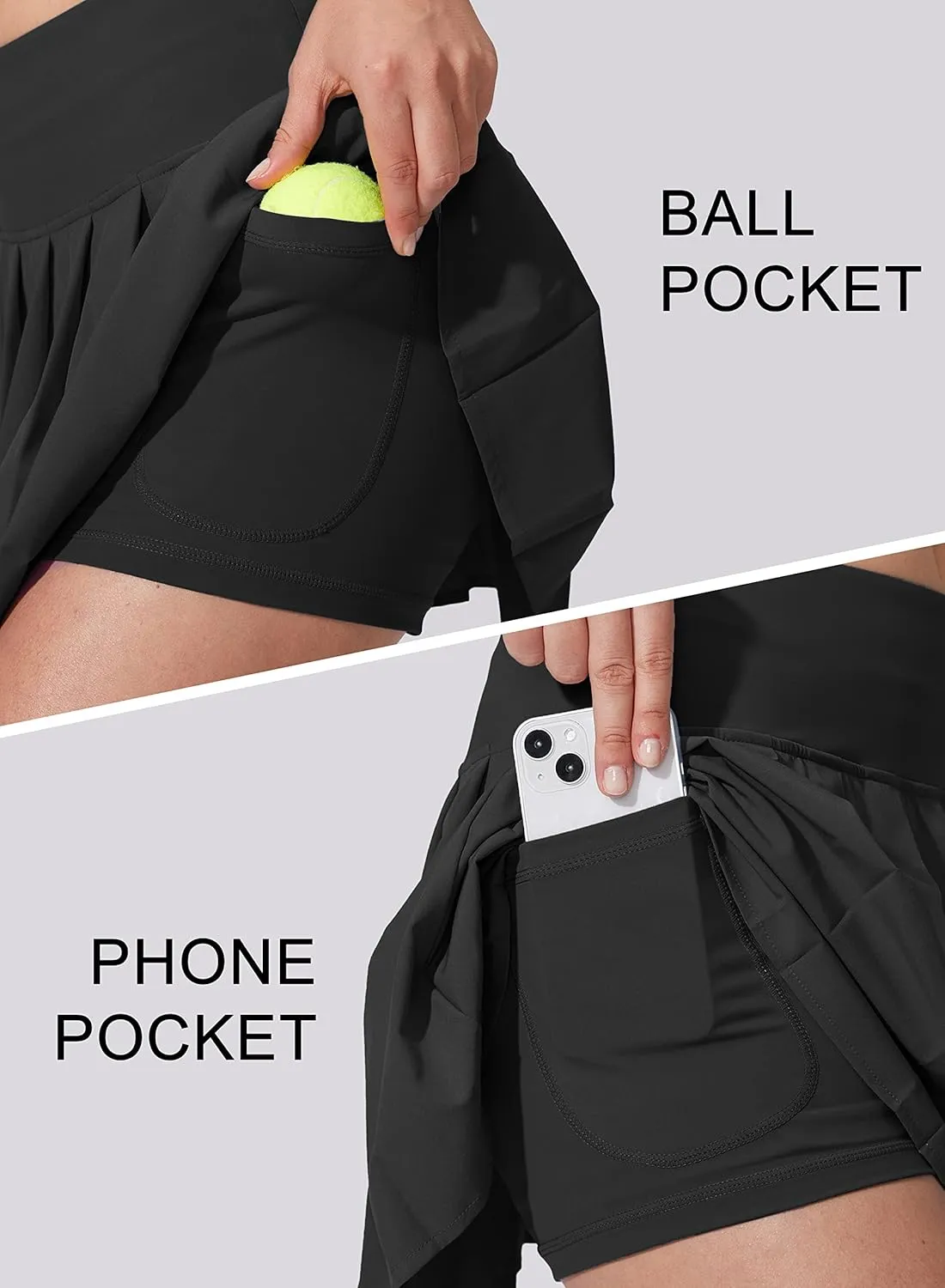 YYV Women's Pleated Tennis Skirt with 3 Pockets Golf Stretchy High Waisted Skort Skirts for Women Athletic Workout Casual