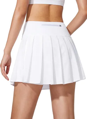 YYV Women's Pleated Tennis Skirt with 3 Pockets Golf Stretchy High Waisted Skort Skirts for Women Athletic Workout Casual