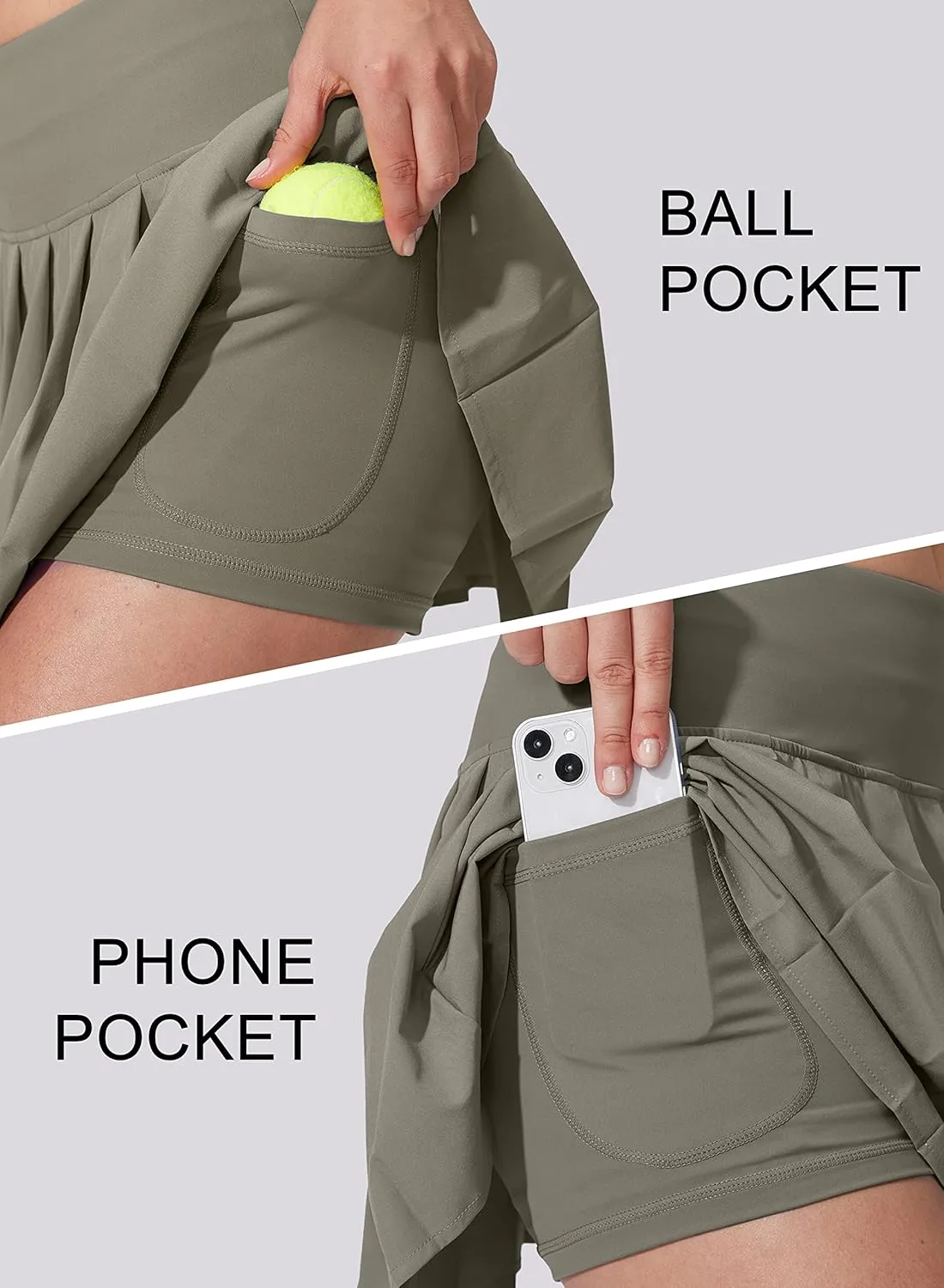 YYV Women's Pleated Tennis Skirt with 3 Pockets Golf Stretchy High Waisted Skort Skirts for Women Athletic Workout Casual