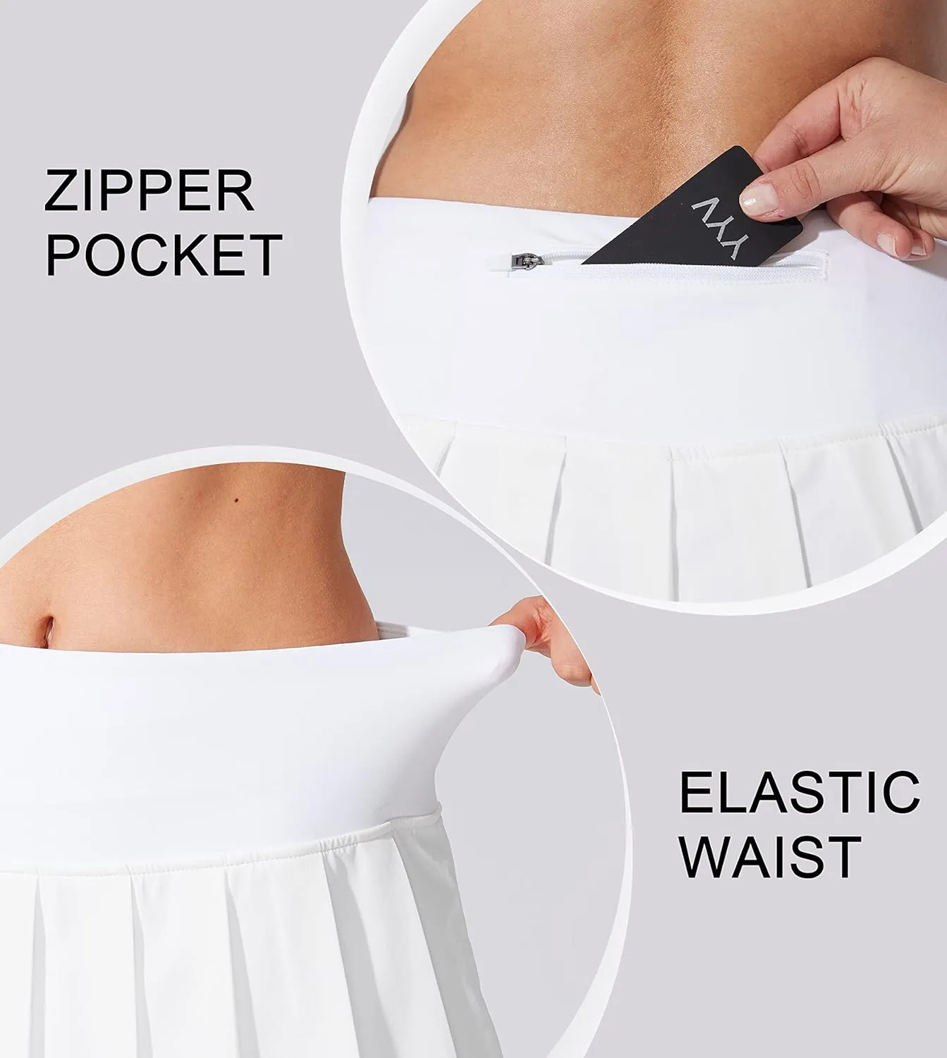 YYV Women's Pleated Tennis Skirt with 3 Pockets Golf Stretchy High Waisted Skort Skirts for Women Athletic Workout Casual