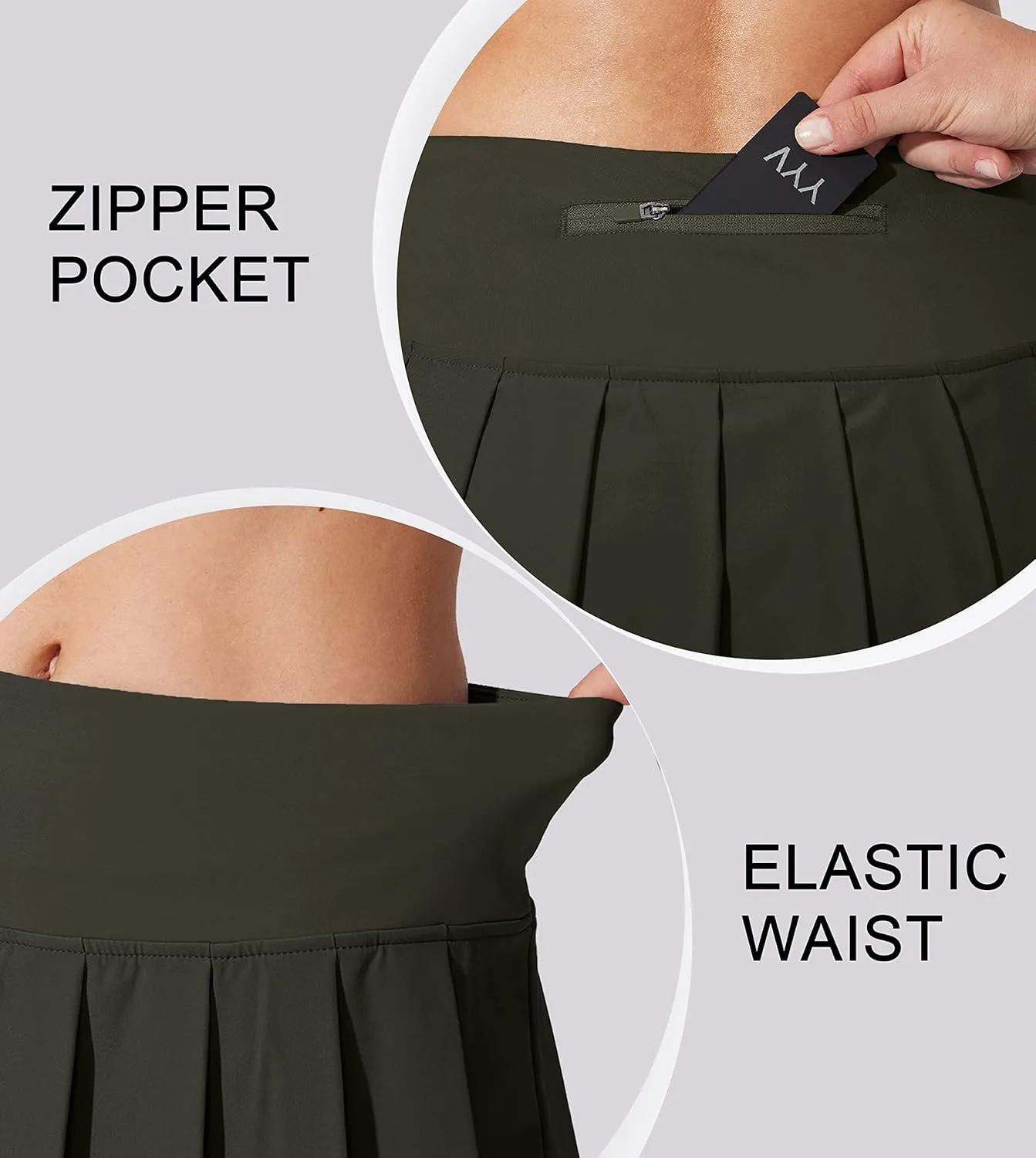 YYV Women's Pleated Tennis Skirt with 3 Pockets Golf Stretchy High Waisted Skort Skirts for Women Athletic Workout Casual
