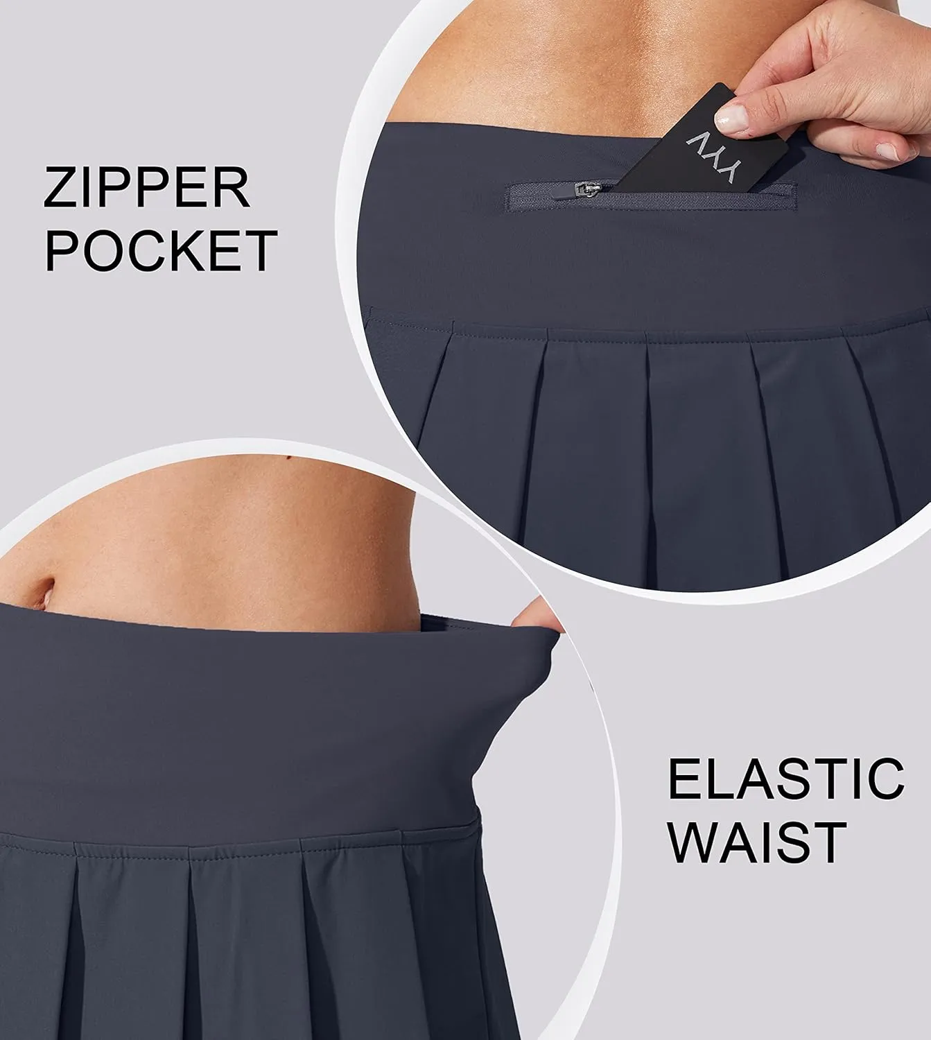 YYV Women's Pleated Tennis Skirt with 3 Pockets Golf Stretchy High Waisted Skort Skirts for Women Athletic Workout Casual