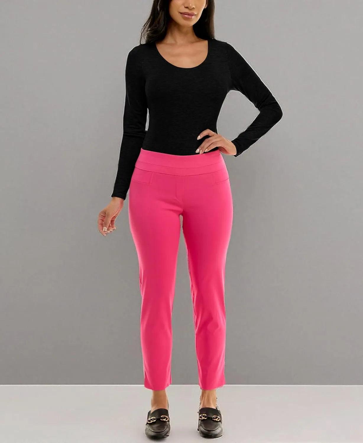 Zac & Rachel Women's Petite Pull-on Ankle Length Pants with Millennium Fabric